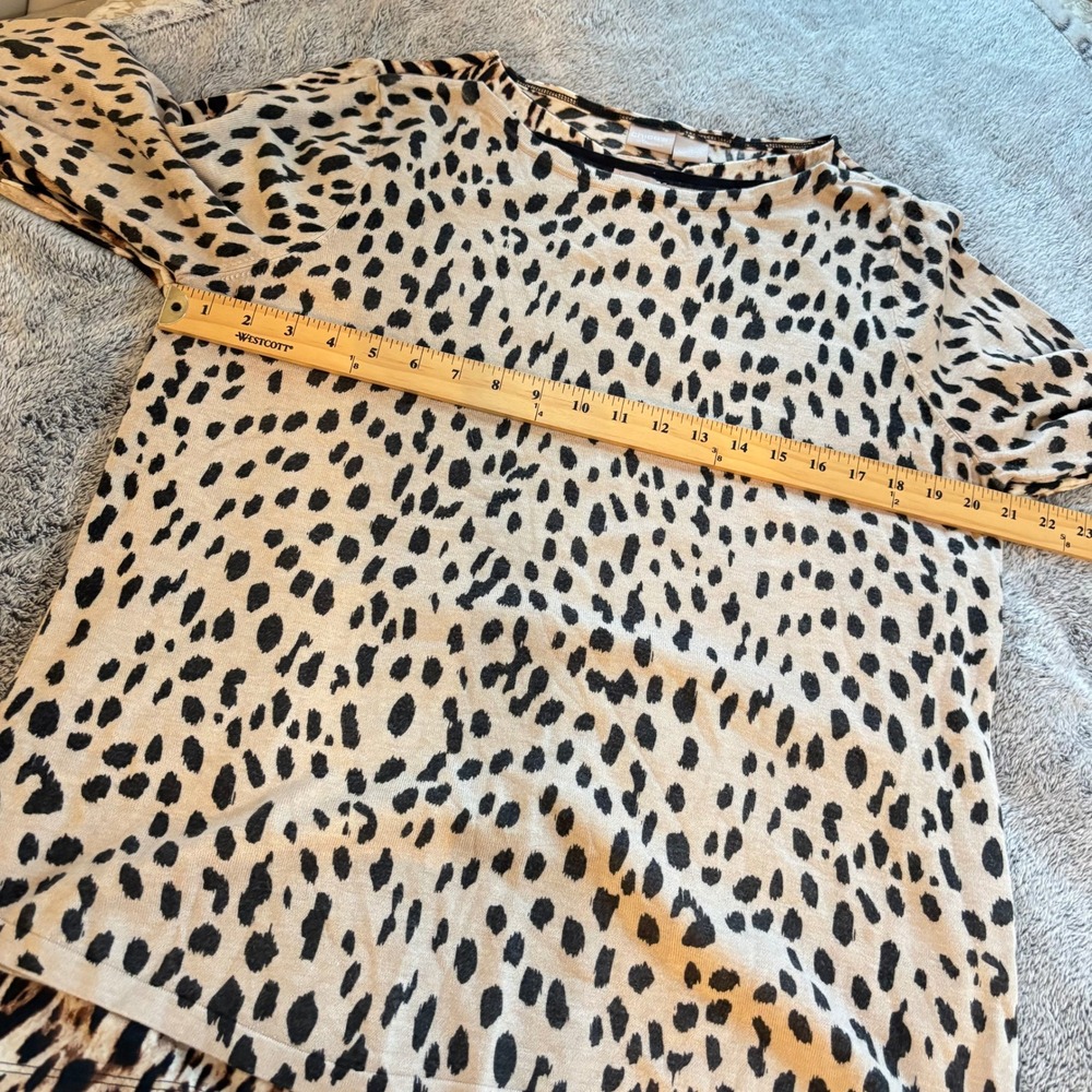 2 Chicos Womens Sweater Large Leopard Animal Print Bundle Classic Mob Wife 20115 - Picture 12 of 13